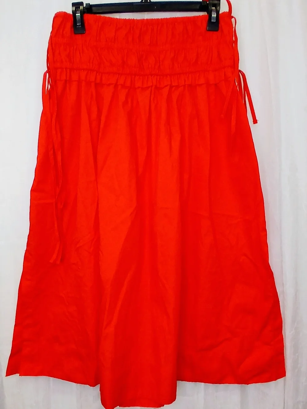 Women’s Red Maxi Skirt with Smocked Waist